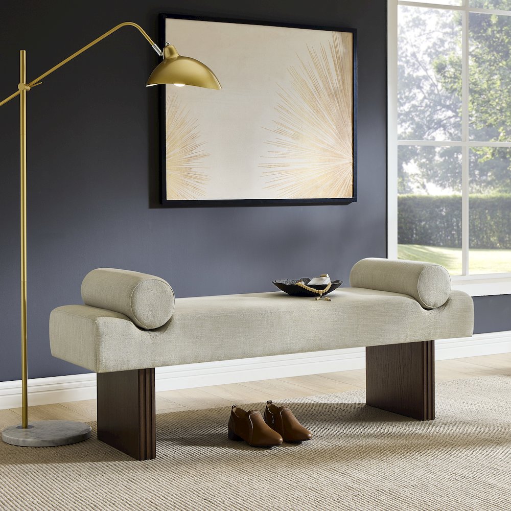 Brooke Contemporary Upholstered Bench, Beige