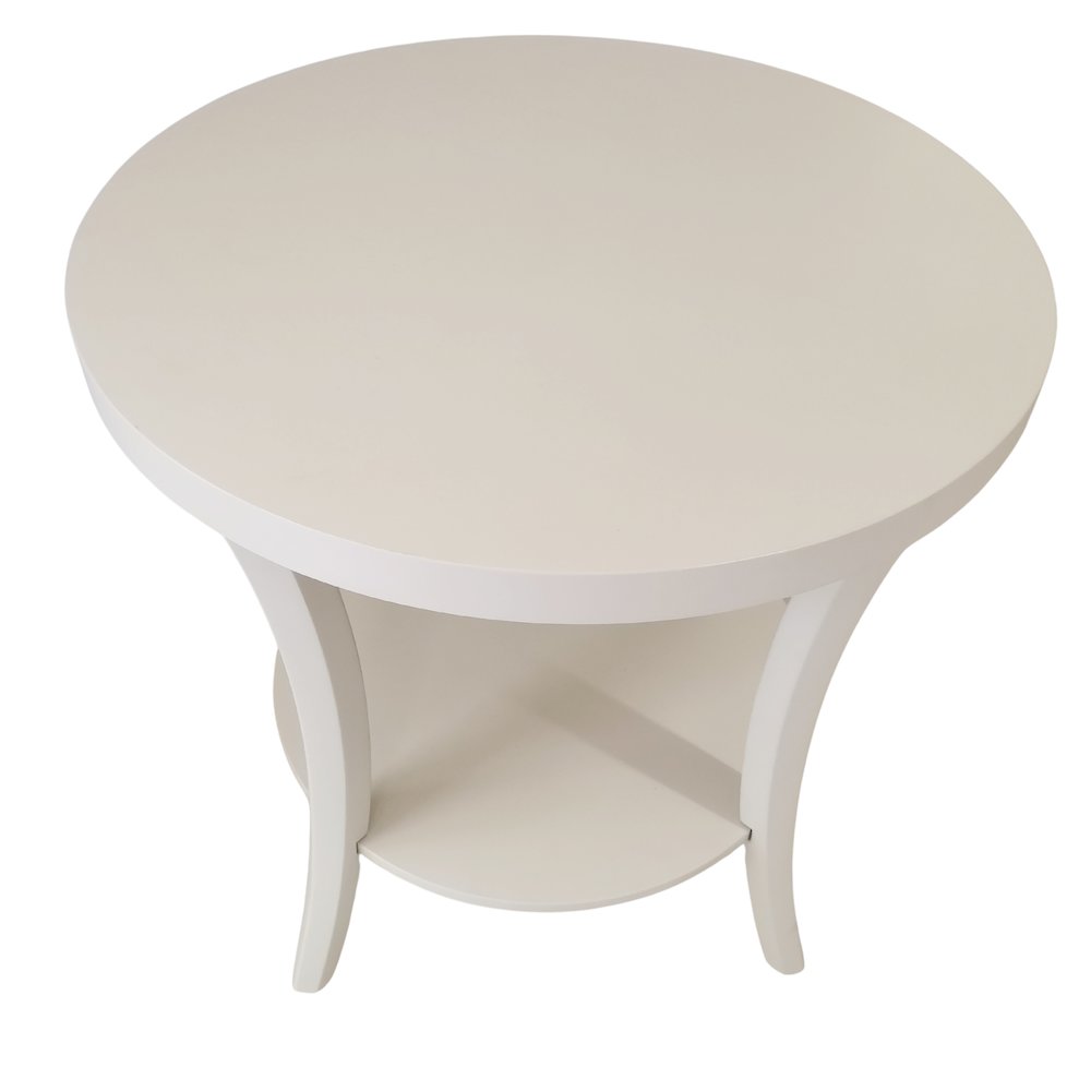 Perth Round End Table with Shelf, Ivory