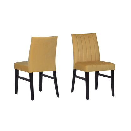 Edo 5-Piece Dining Set, Round Trestle Table and 4 Chairs, Gray and Yellow