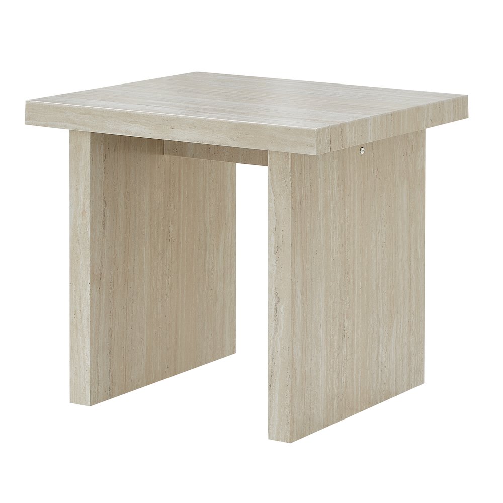 Cavira Modern Faux Marble Living Room End Table, Beige