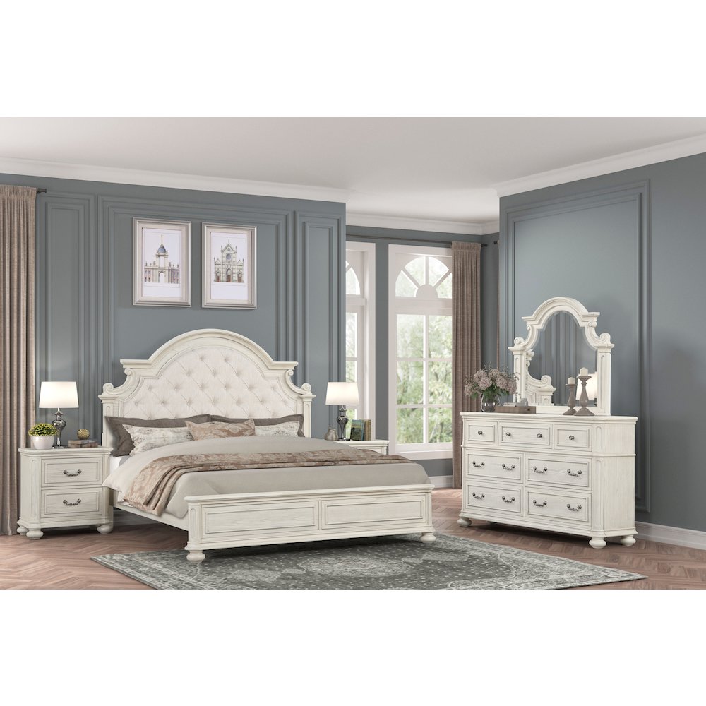 Nelson French Traditional 5-Piece Bedroom Set, Antique White, King