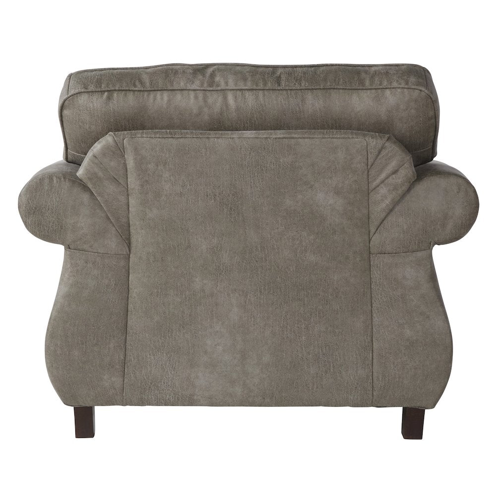 Leinster Faux Leather Upholstered Nailhead Chair and Ottoman in Stone Gray