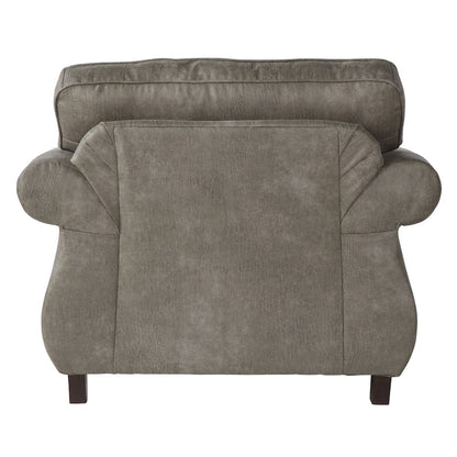 Leinster Faux Leather Upholstered Nailhead Chair and Ottoman in Stone Gray