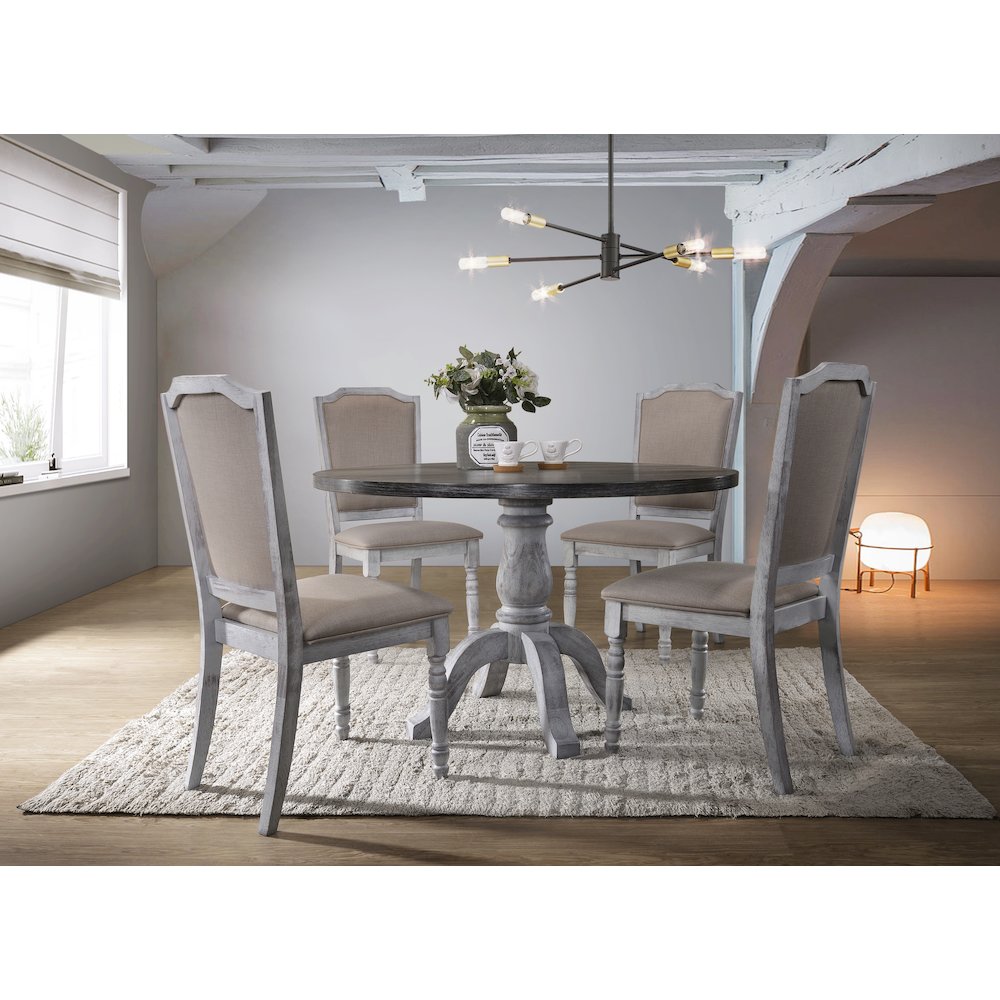 Iris Weathered White Wood 5-Pc Dining Set