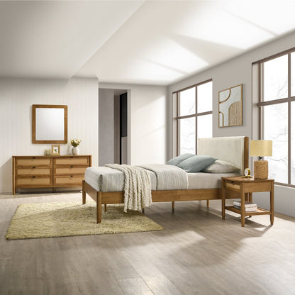 Vichy 4-Pc Bedroom Set with Queen Bed, Dresser, Mirror, Nightstand