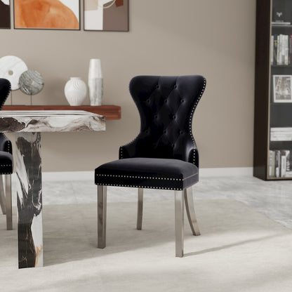 Cavira 7-Piece Dining Set, Faux Marble Dining Table with Four Chairs, Blue