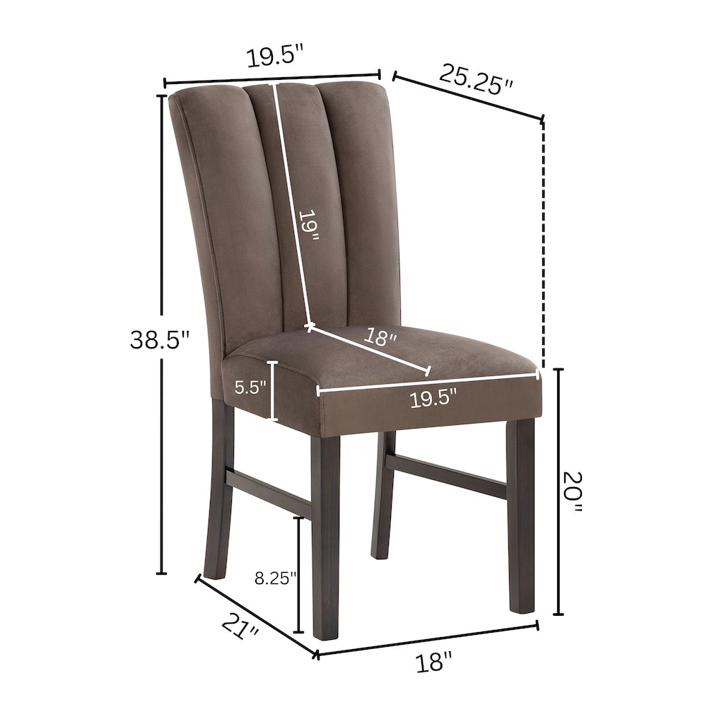 Strata Velvet Upholstered Dining Chairs, Set of 2, Chocolate