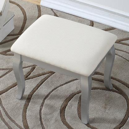 Ashley Wood Makeup Vanity Table and Stool Set, Silver