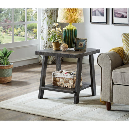 Athens Contemporary Replicated Wood Shelf End Table in Charcoal Finish