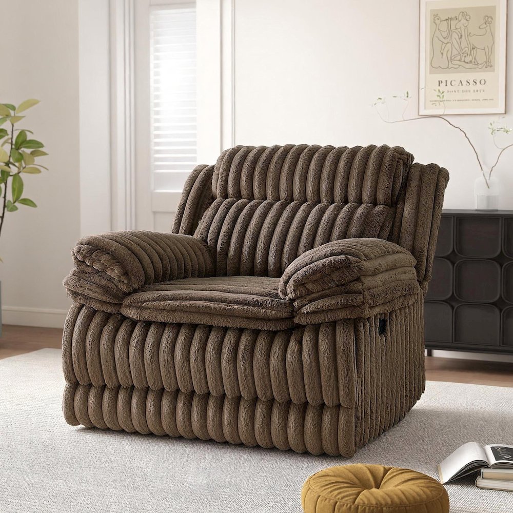 Ardello Manual Recliner with Wide-Wale Corduroy Upholstery, Chocolate
