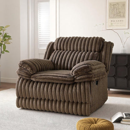 Ardello Manual Recliner with Wide-Wale Corduroy Upholstery, Chocolate