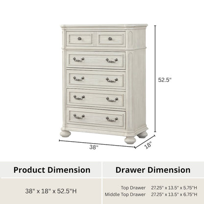Nelson French Traditional 6-Piece Bedroom Set, Antique White, King