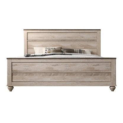 Imerland Contemporary White Wash Finish Panel Queen Bed