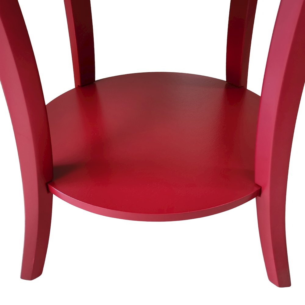 Perth Round End Table with Shelf, Red