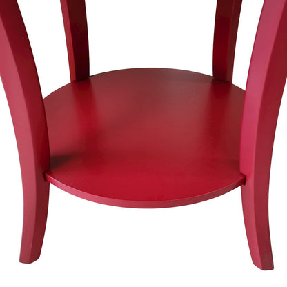 Perth Round End Table with Shelf, Red