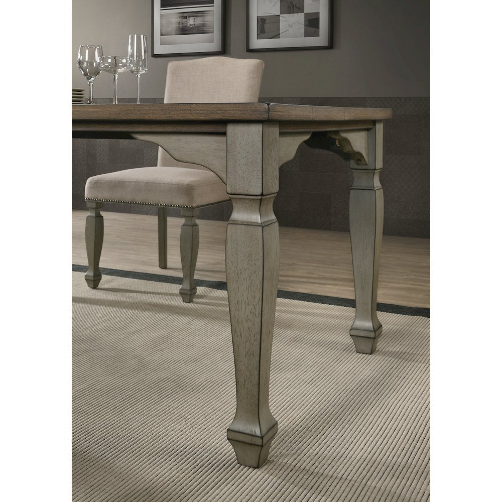 Breda Antique Gray and Dark Oak Finished Wood Dining Table