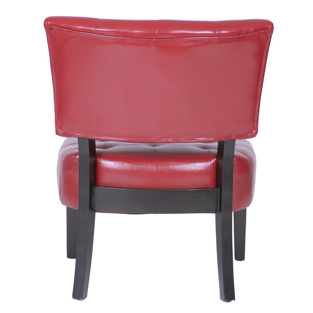Movile Blended Leather Tufted Accent Chair with Oversized Seating, Red