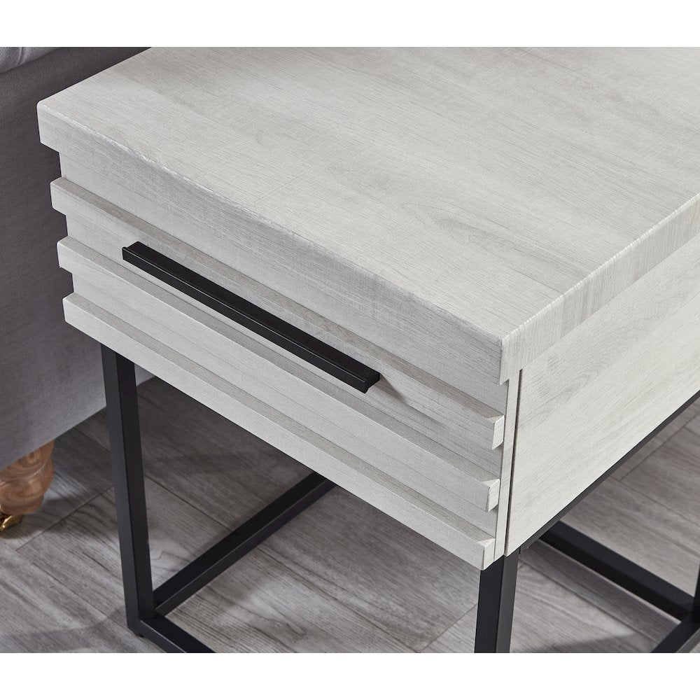 3-Piece Upholstered Bedroom Set, Tufted Wingback Bed, 2White Nightstands, Queen