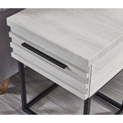 3-Piece Upholstered Bedroom Set, Tufted Wingback Bed, 2White Nightstands, Queen