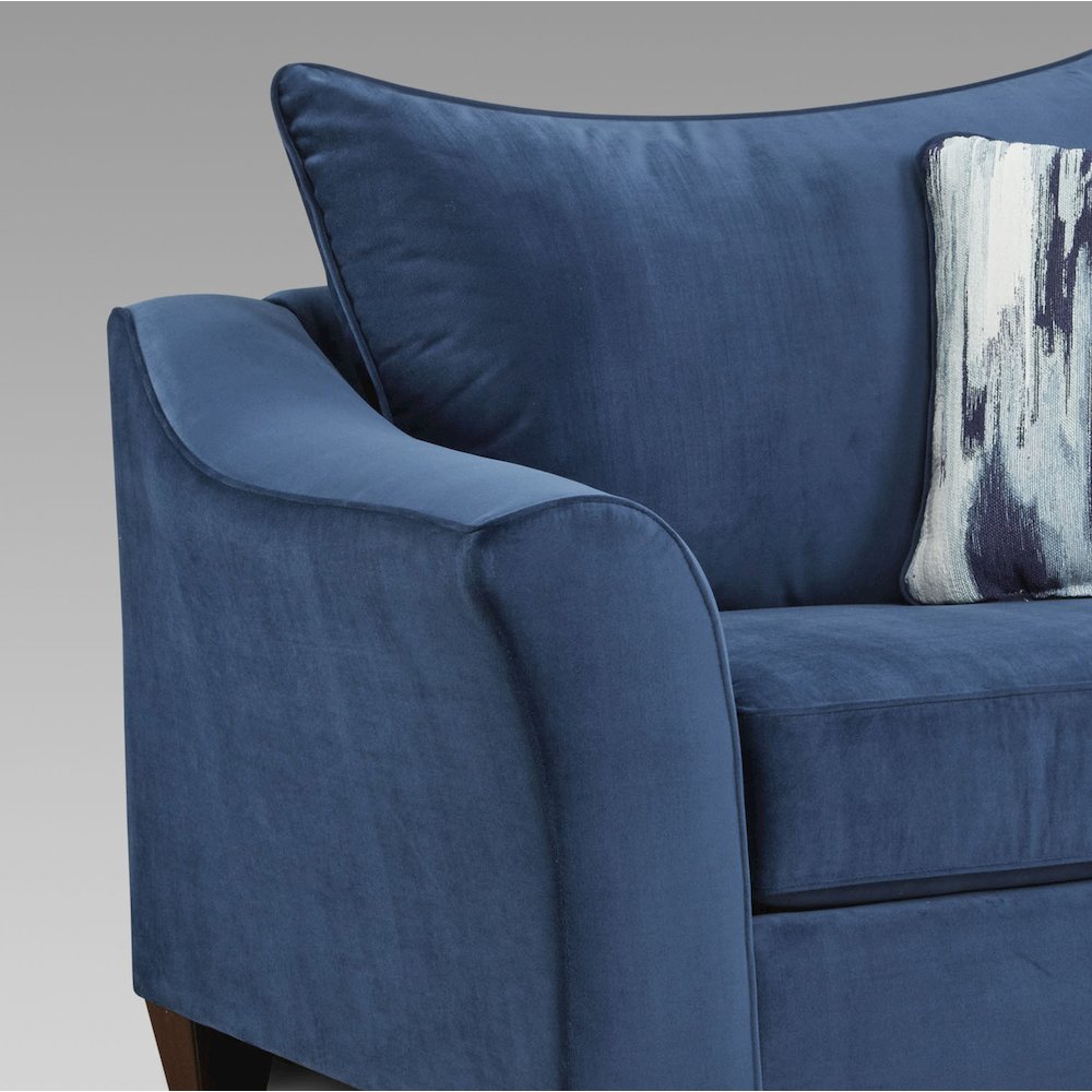 Camero Fabric Pillowback Sofa and Loveseat Set in Navy Blue