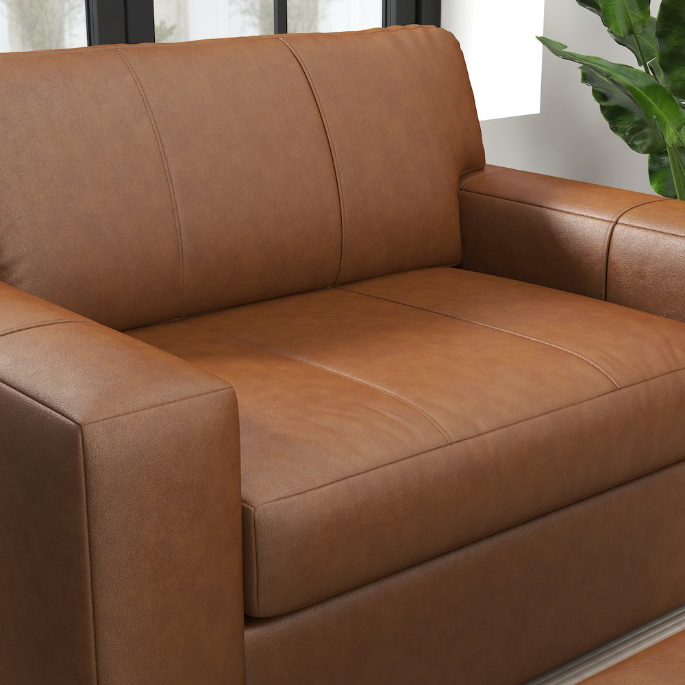 Sakan Leather Upholstered 2-Piece Living Room Set, Cutler Chair and Ottoman