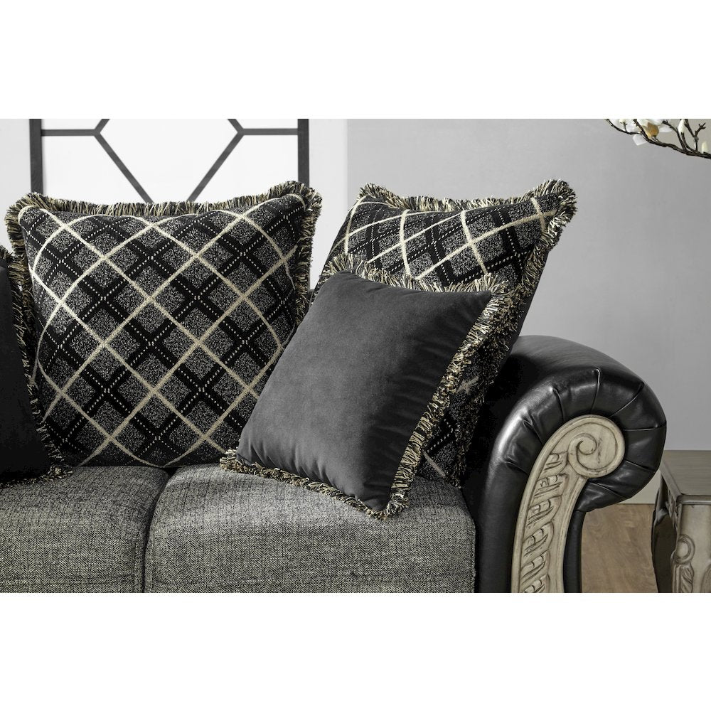 San Marino 2-Tone Fabric Wooden Frame Sofa in Ebony