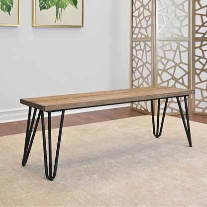 Ashford 6-Pc Dining Set, Hairpin Dining Table with 4 Chairs and Bench, Tan