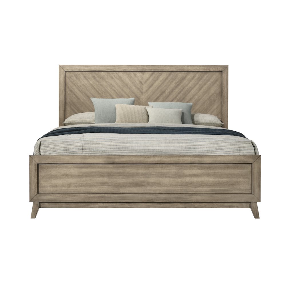 Arena Contemporary Wood Panel Queen Bed in Weathered Sand