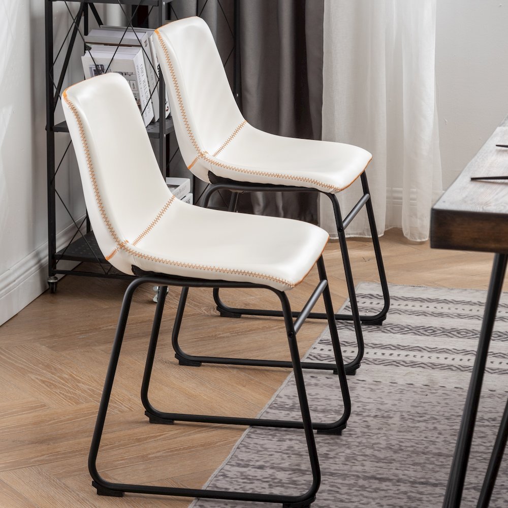 Aryven 7-Pc Dining Set with Rustic Dark Pine Table and 6 Chairs in Antique White