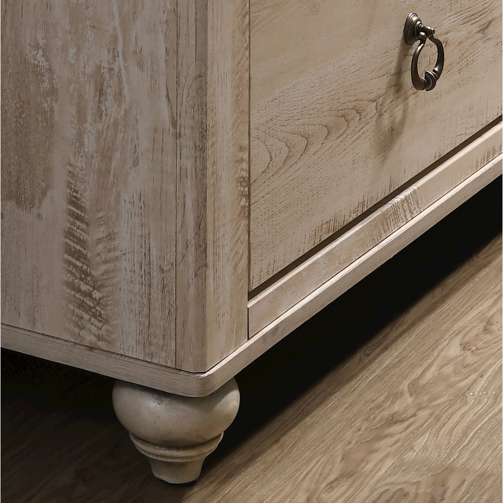 Imerland White Wash Finish Patched Wood Top 7-drawer Dresser and Mirror