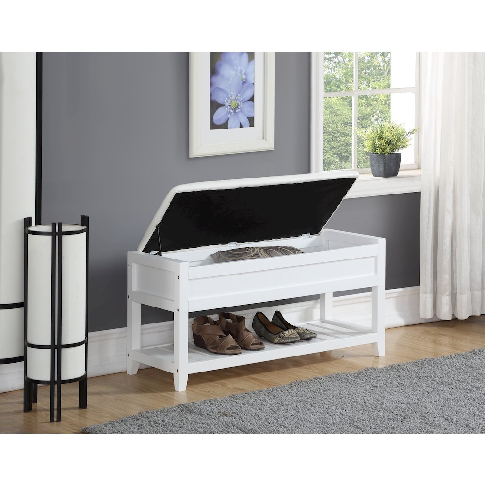 Rouen Clean White Seating Bench with Shoe Storage