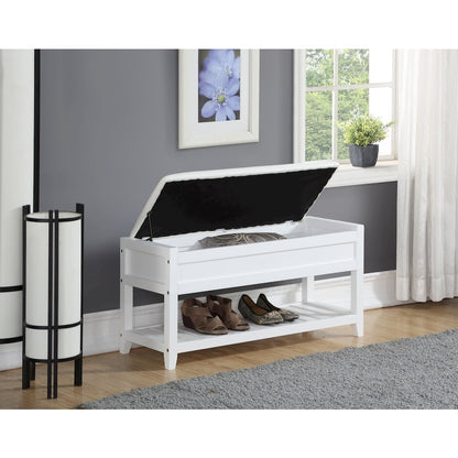 Rouen Clean White Seating Bench with Shoe Storage