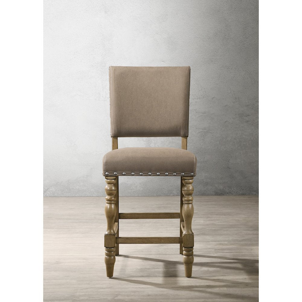 Birmingham 5-Pc Driftwood Table with Nail Head Chairs Counter Height Dining Set