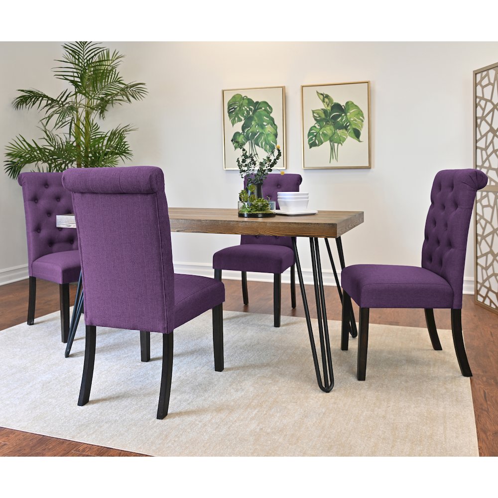 Ashford 7-Pc Dining Set, Hairpin Dining Table with 6 Chairs, Purple