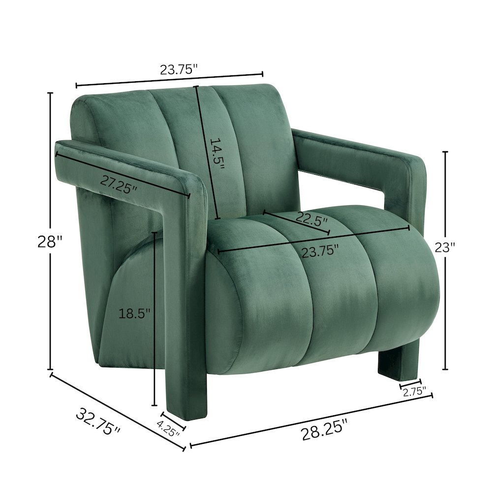 Velmor Contemporary Velvet Accent Armchair, Green