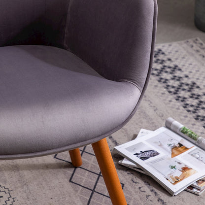 Doarnin Contemporary Silky Velvet Tufted Button Back Accent Chair, Gray