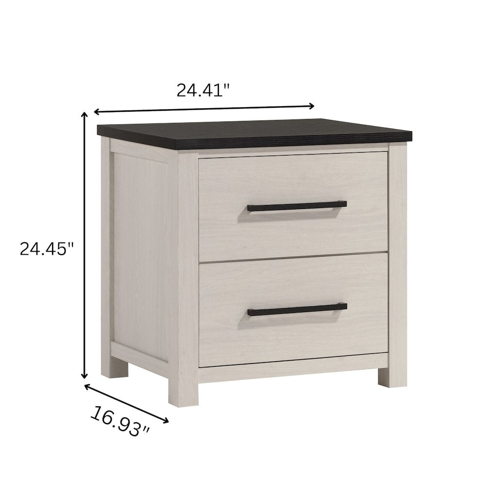 Realynn 3-PC Wood Bedroom Set, Queen Bed with  2 Nightstands, Off-White Finish