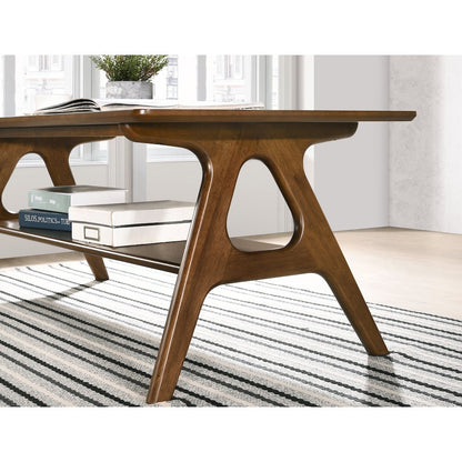 Arona Mid-Century Modern Wood Coffee Table with Shelf
