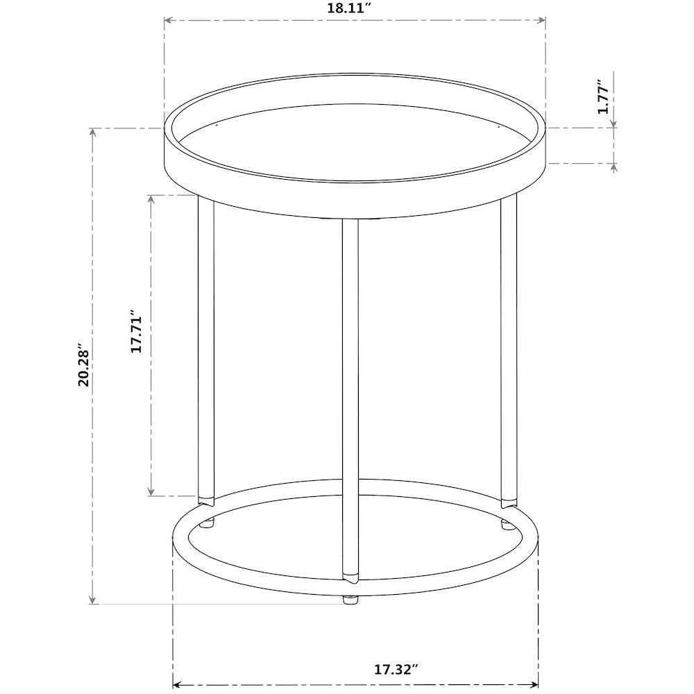 Genoa Round Tray Table with Metal Frame, Espresso