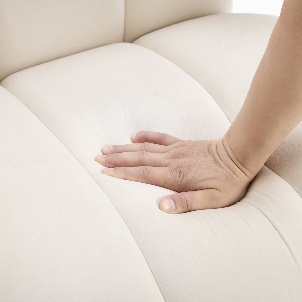 Velmor Contemporary Velvet Accent Armchair, Ivory