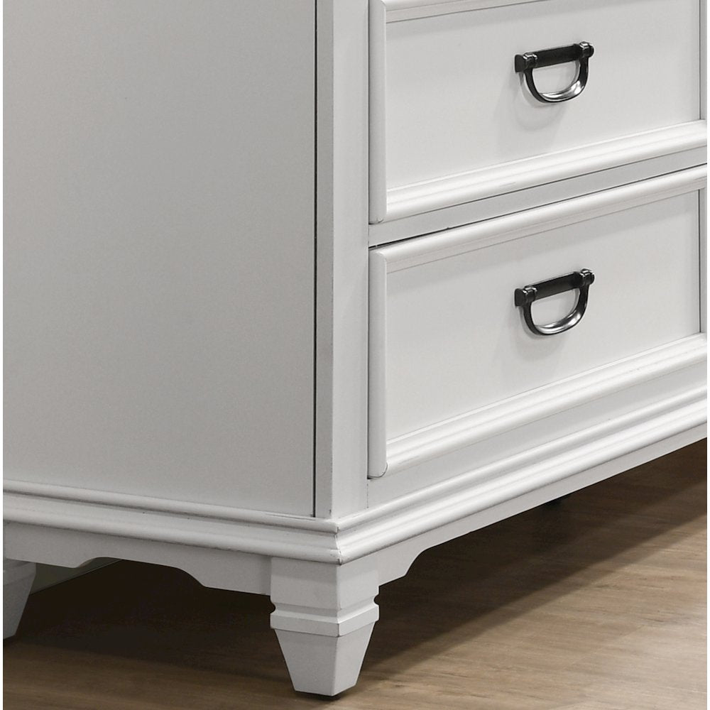 Clelane Wood 3-Drawer Nightstand, Weathered White and Gray