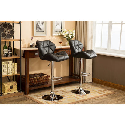 Glasgow Contemporary Tufted Adjustable Height Black Bar Stools, Set of 2
