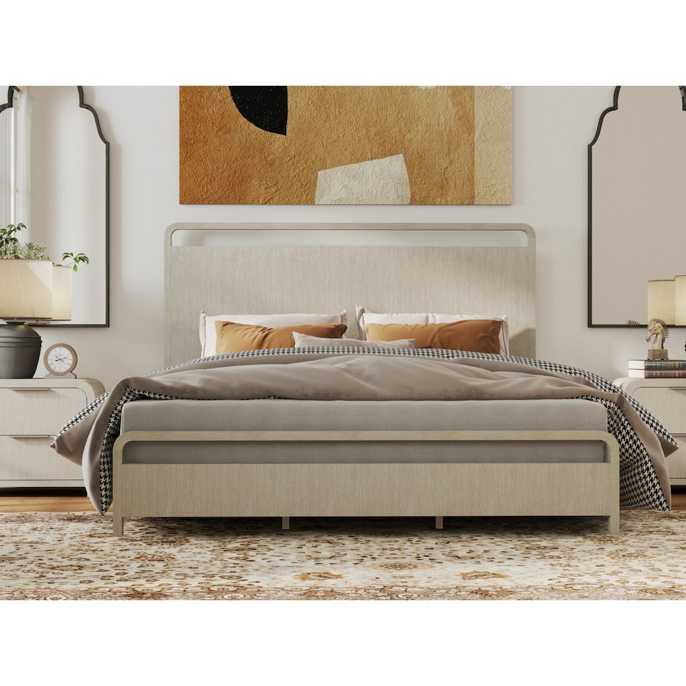 Tavari 5-PC Bedroom Set, King  Bed, Dresser, Mirror, Two Nightstands, Light Gray