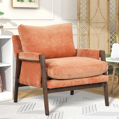Kelly Mid-Century Modern Velvet Accent Armchair, Orange