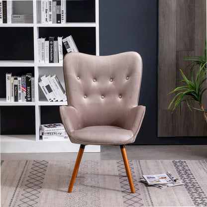 Doarnin Contemporary Silky Velvet Tufted Button Back Accent Chair, Chocolate
