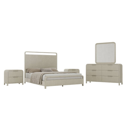 Tavari 5-PC Queen Bedroom Set, Bed, Dresser, Mirror, Two Nightstands, Light Gray