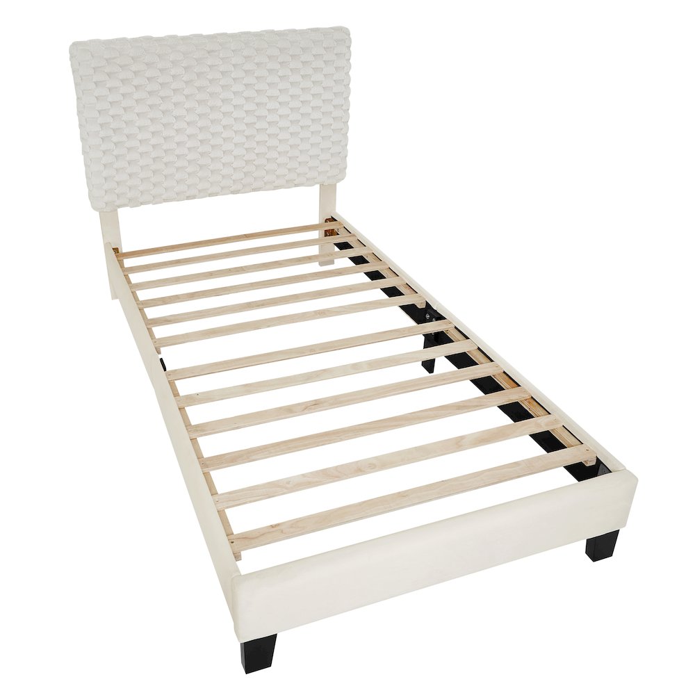 Findlay Plush 3D Upholstered Platform Bed in White Dove, Twin