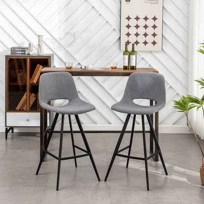Porth Fabric Kitchen 28.25" Barstools, Set of 2, Gray