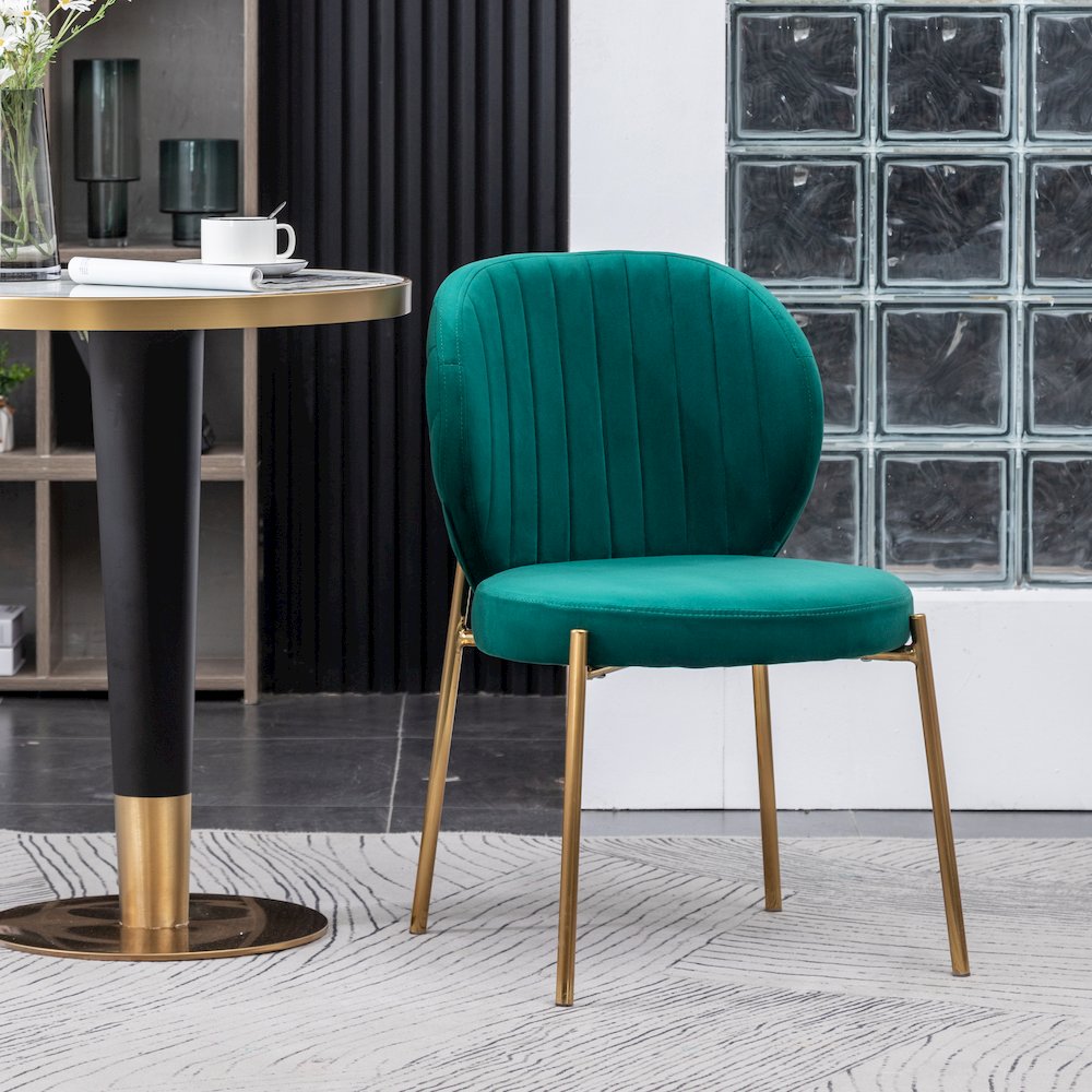 Amoa Contemporary Velvet Upholstery Dining Chair, Green, Set of 2