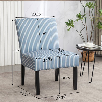 Botticelli Blue Stripe Upholstered Slipper Accent Chair